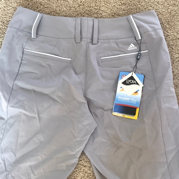 NWT! ADIDAS Size 8 grey with White climaCool Capri pants - Picture 4 of 8